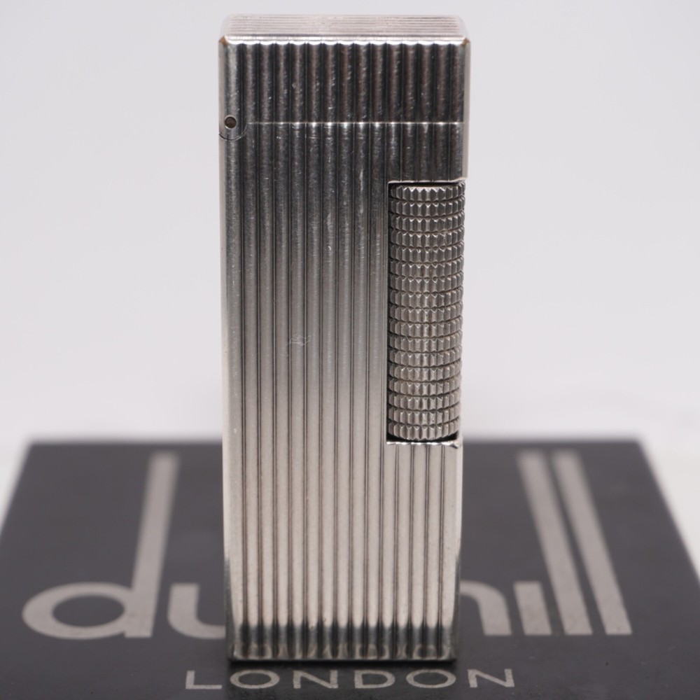 Dunhill Lighter Silver Stripe Pattern-Ultrasonically cleaned_Working