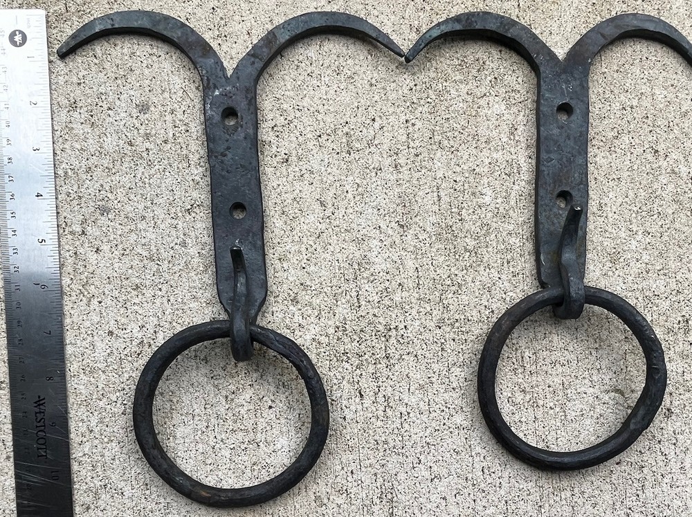 Pair (2) Custom Hand Forged Door Pull Handles Blacksmith Rustic Antique Hardware