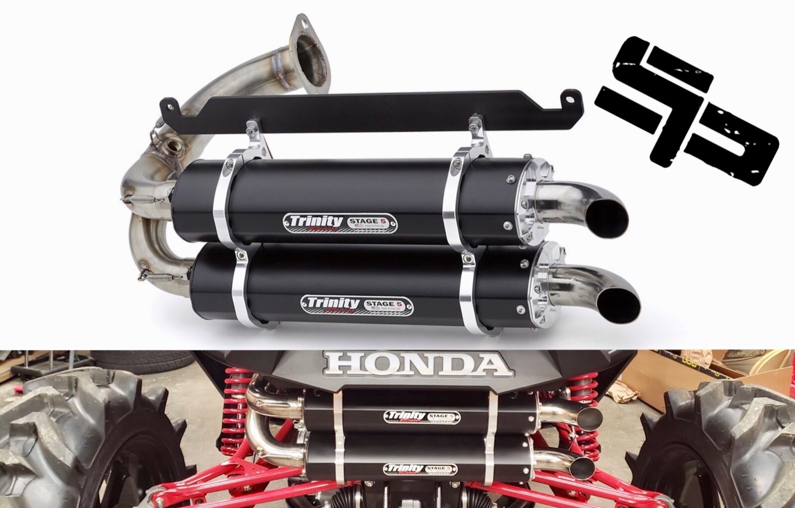 2019-2023 Honda X/R Talon Trinity Racing Stage5 SlipOn Exhaust Black TR-4169S-BK