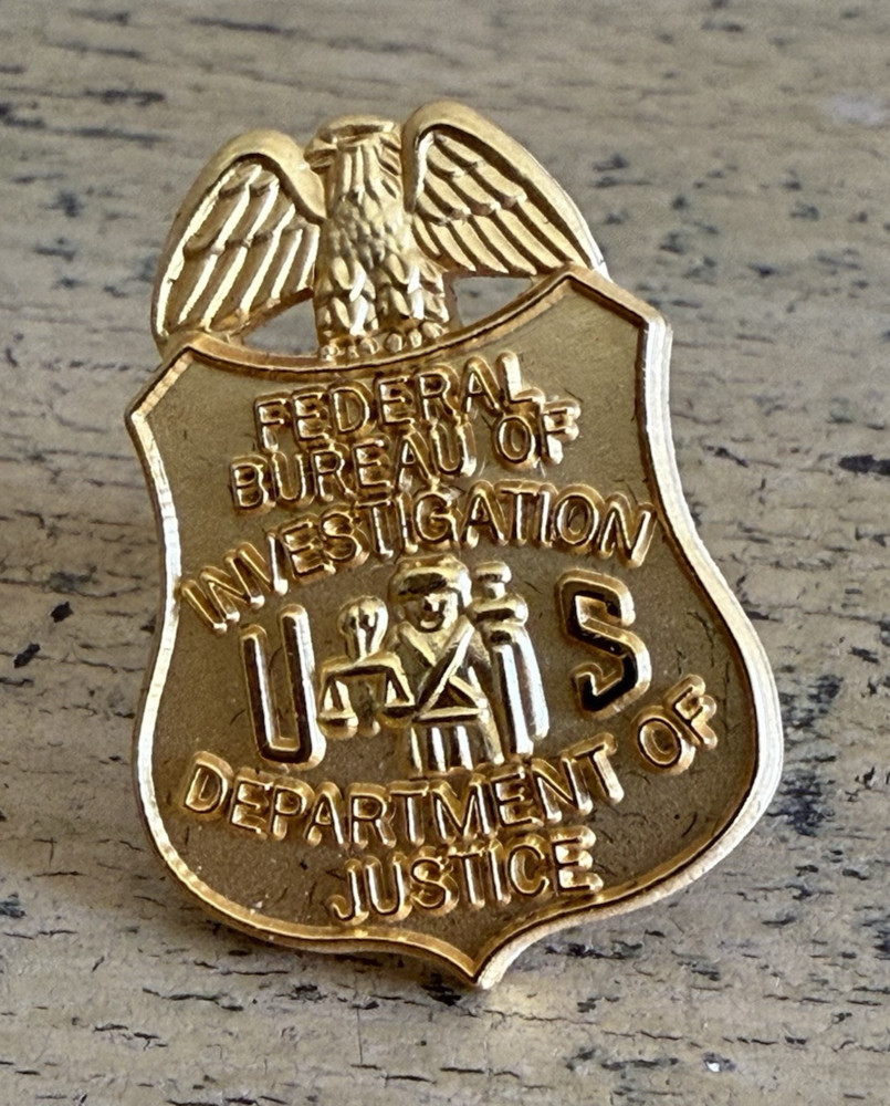 FBI Gold Shield Lapel Pin Raised Design