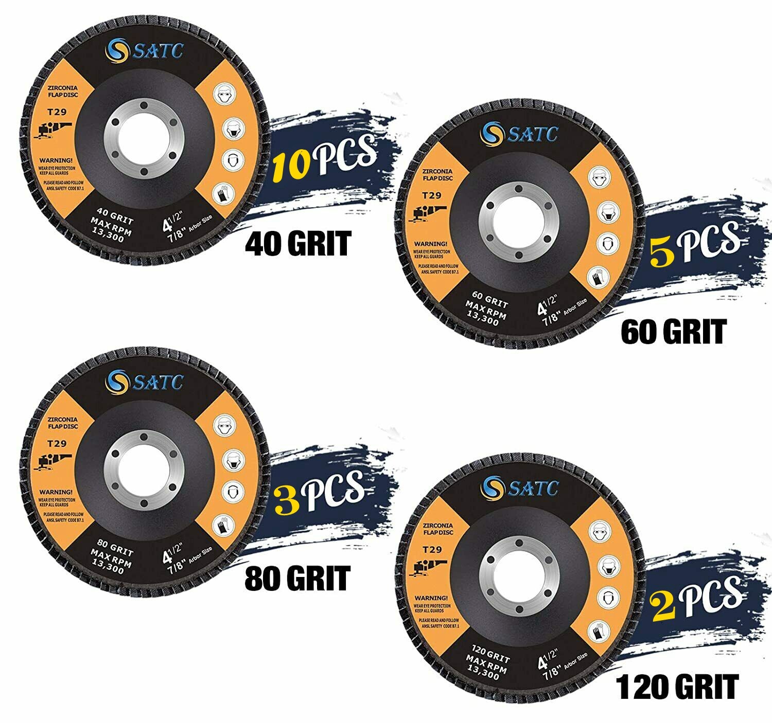 20PCS 4.5" 4-1/2" Zirconia Flap Disc 40 60 80 120 Grit Sanding Grinding Wheels