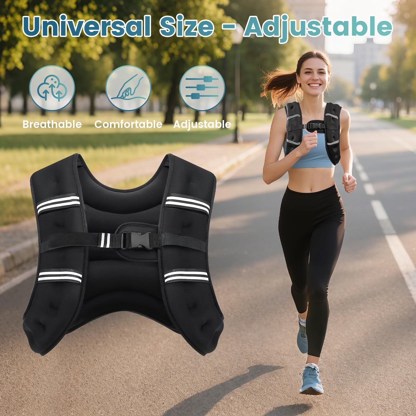 Cavry Weighted Vest, 8lb/12lb/16lb/20lb/25lb/30lb Weight Vest with Two Adjust...