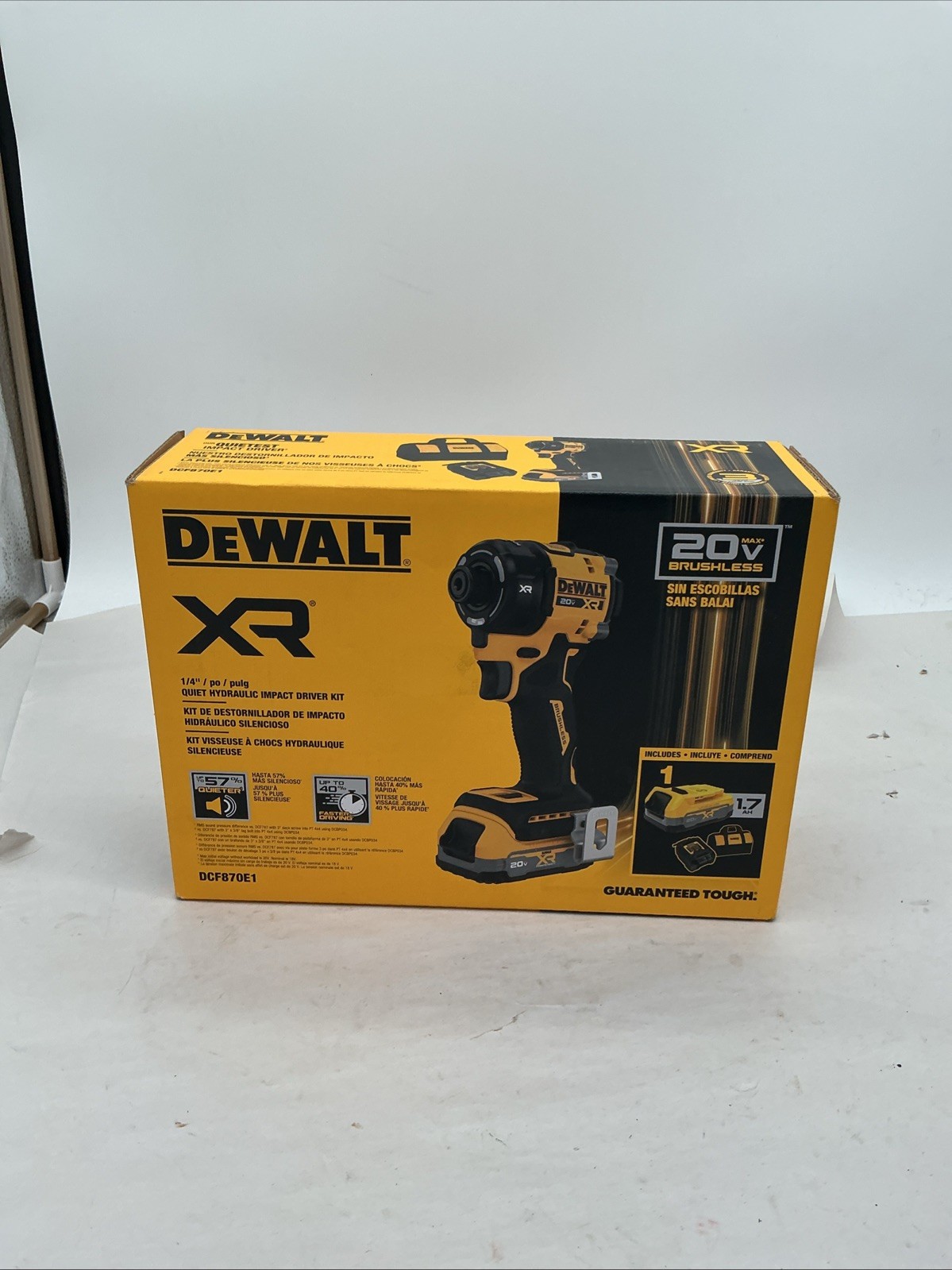 New Dewalt Impact Driver Kit W/1.7ah Power stack Battery DCF870E1