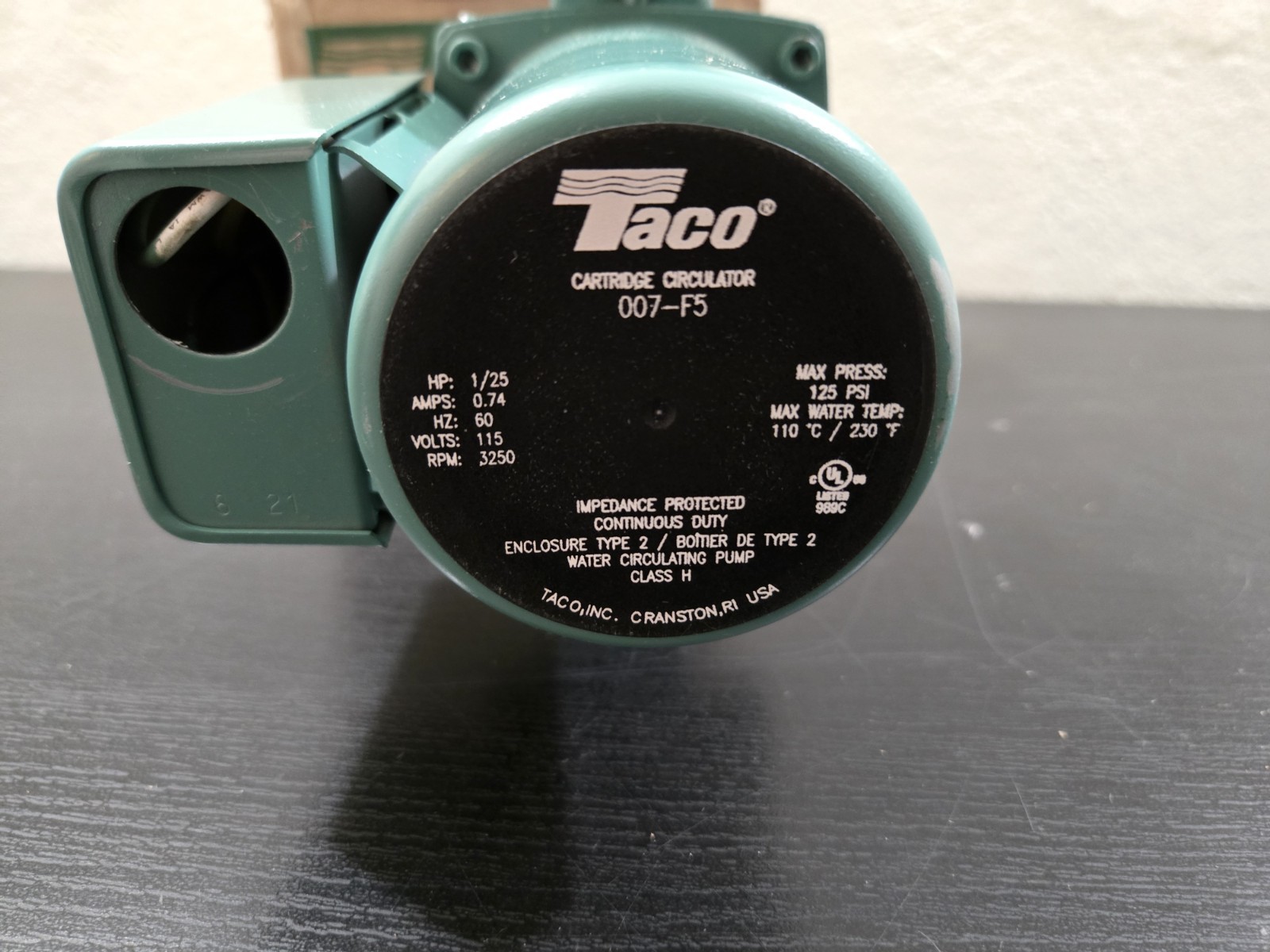 Taco 007-F5 Cast Iron Circulator, 1/25 HP - For Parts