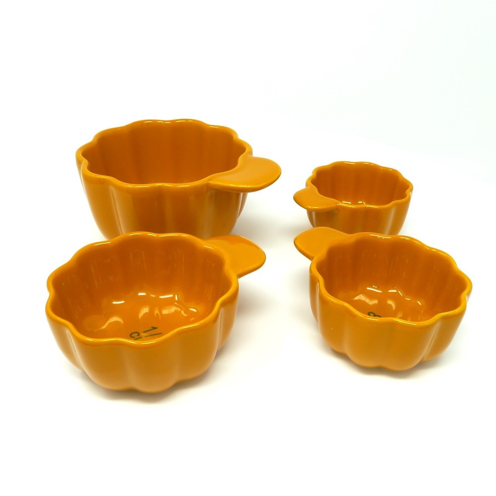Haven & Key Pumpkin Ceramic Stackable Measuring Cups Autumn Fall Baking Set of 4