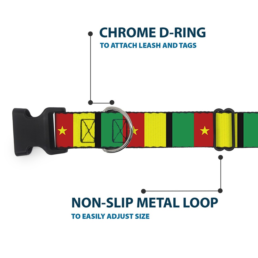 Plastic Clip Collar Cameroon Flags Large 15-24"