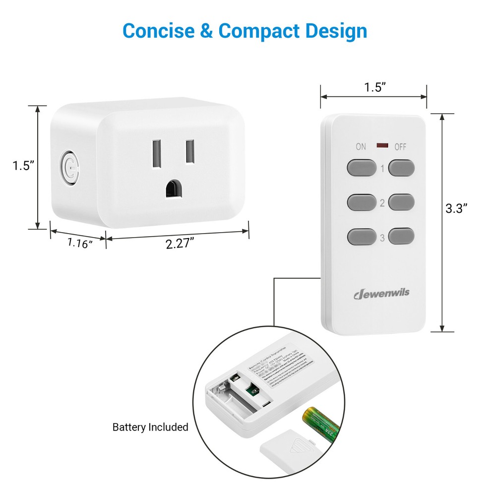 DEWENWILS Wireless Remote Control Socket Electrical Outlet Switch Automation 1v3