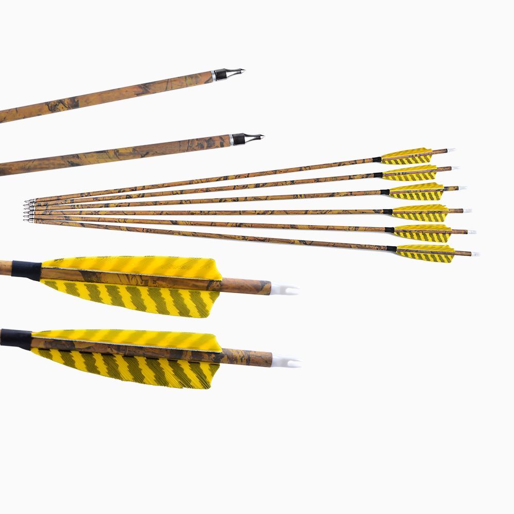 30" Carbon Arrows Camo SP500 Turkey Feather Removable Tips Compound Bow Target
