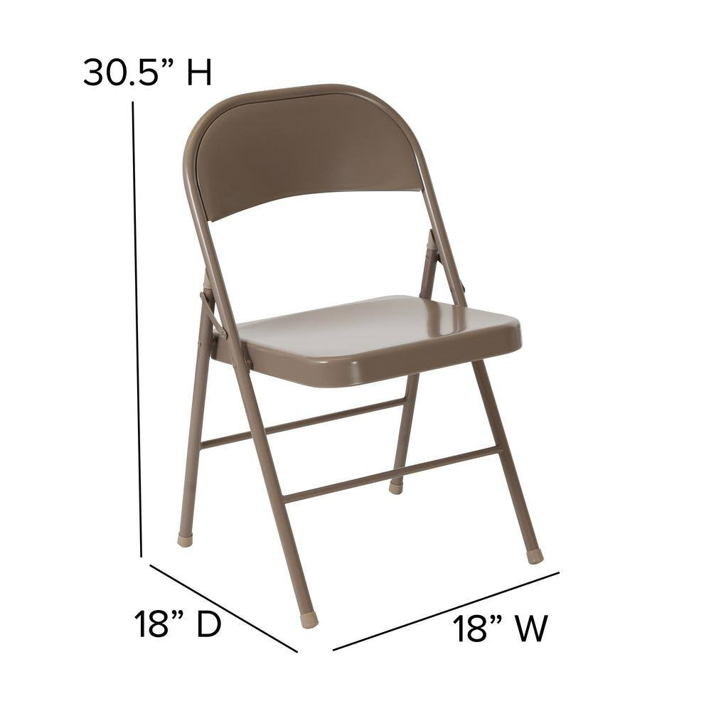 Beige Metal Folding Chair (4-Pack)