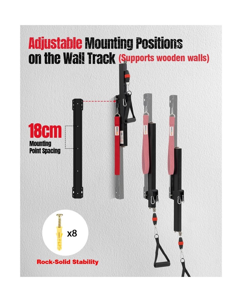 Cable Machine Home Gym, Wall-Mount Exercise & Workout Equipment with Adjustab...