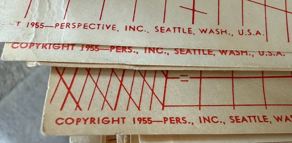 1955 Lawson Perspective Grid Charts Size IX Basic Set W Selector Charts Int/Ext