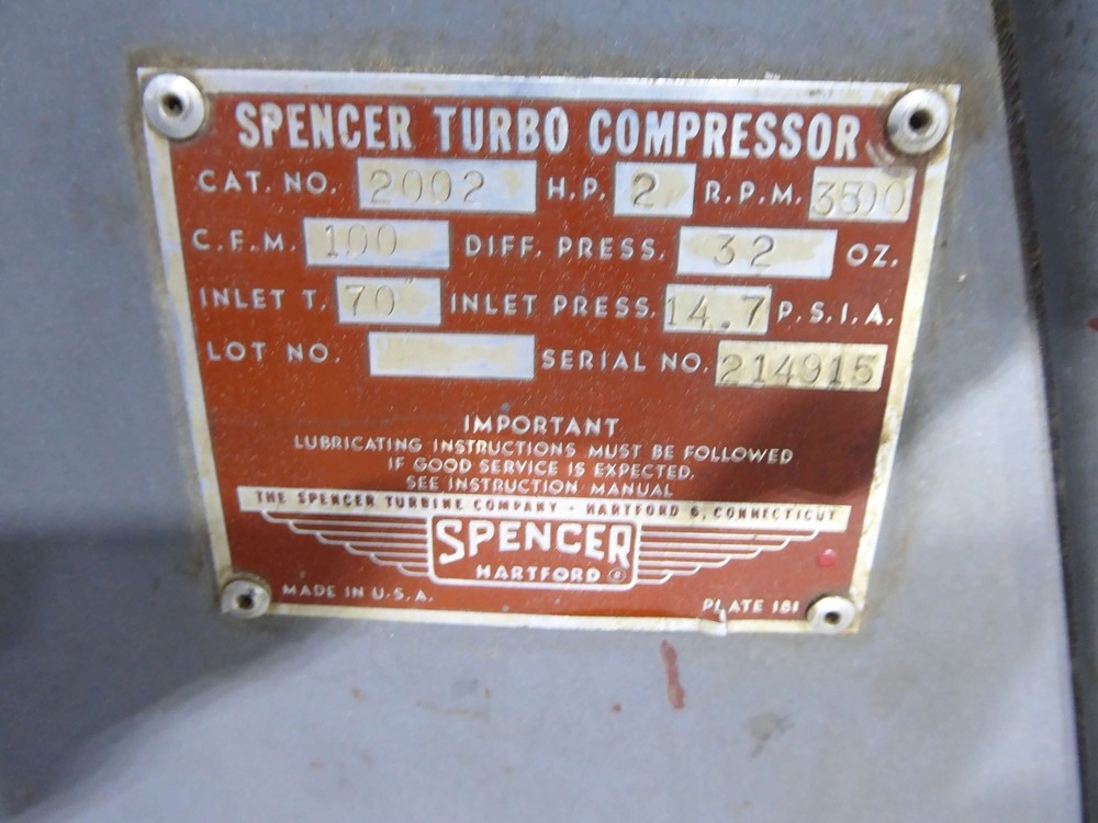 Spencer 2 HP Turbo Compressor AA2242