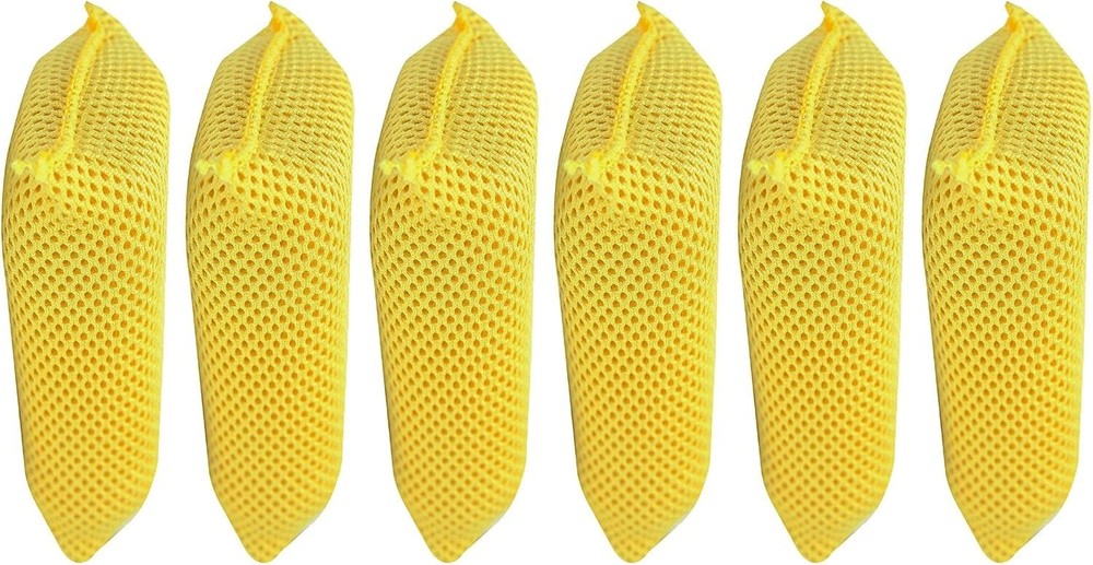 6-Pack, Bug Scrubber Sponge, Yellow, Large Microfiber