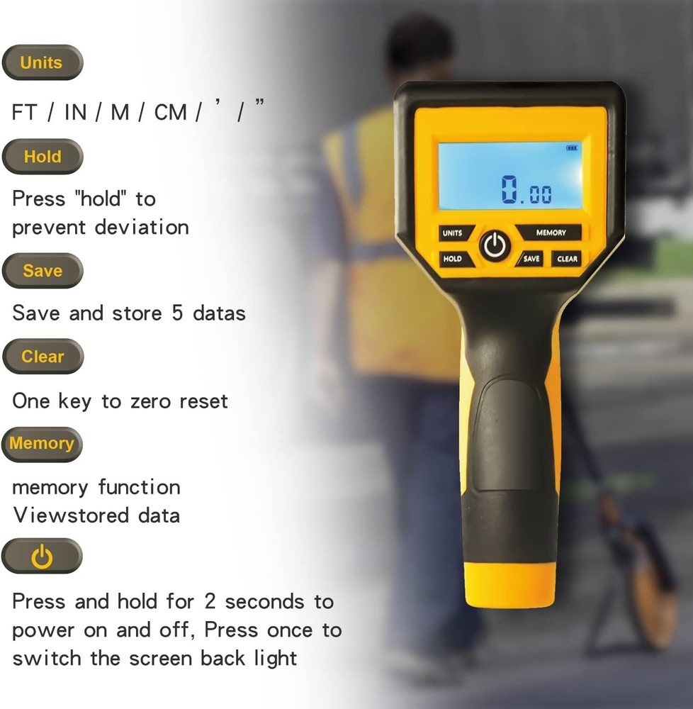 Professional Digital Measuring Wheel, 40" Extendable, Backlit, Accurate FT/M