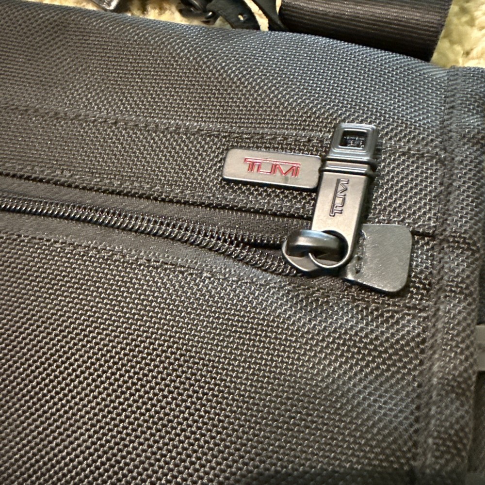 TUMI Black Nylon Alpha Flap Messenger Bag