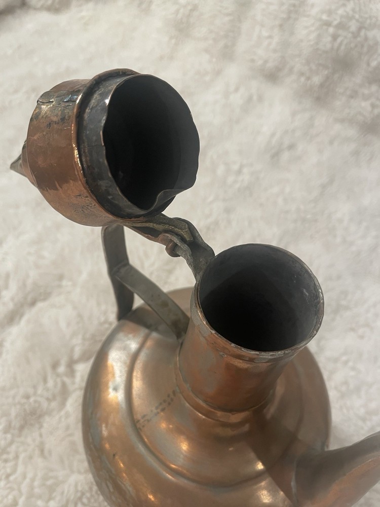 Antique Etched Ewer | Pitcher | Middle Eastern | Tinned Copper Ewer
