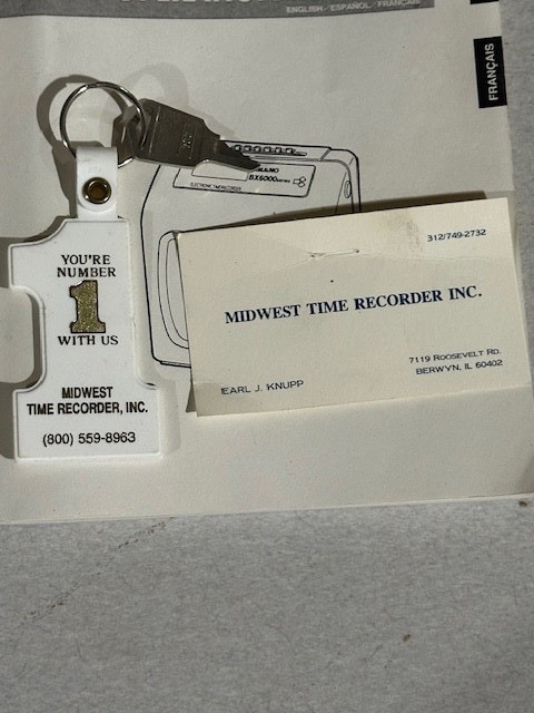Amano Electronic Timer Recorder BX-6000 Time Clock w/ key and manual