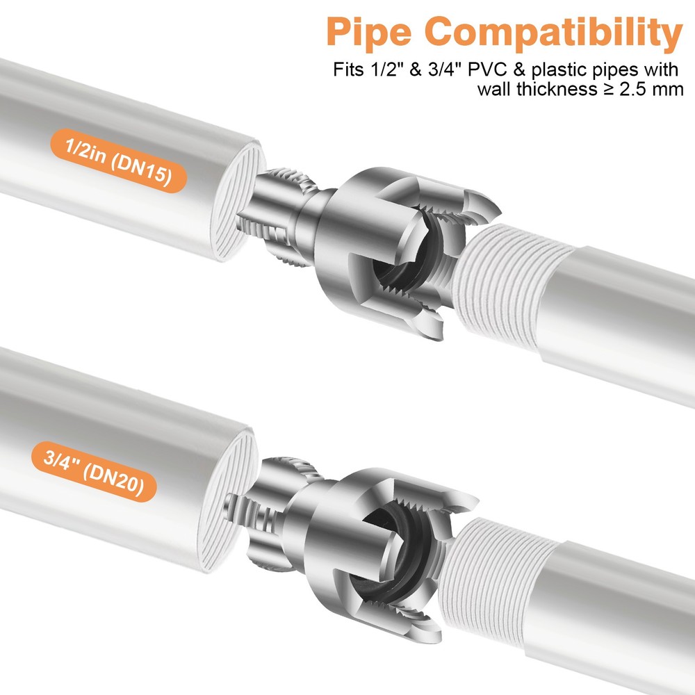 2X 1/2" 3/4" Integrated Internal/External Pipe Threader Tool for Electric Drill