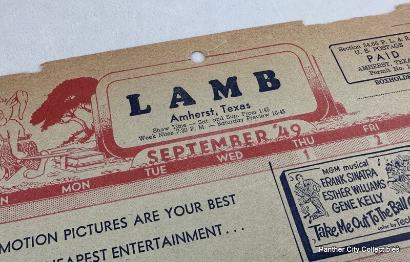 1949 Broadside Movie Herald Flyer Lamb Theatre Amherst Texas Sinatra Douglas +