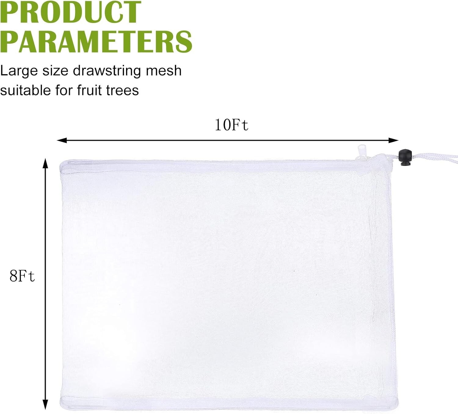 6'/8' x 6'/10' Large Fruit Tree Netting for Squirrels and Birds with Drawstring