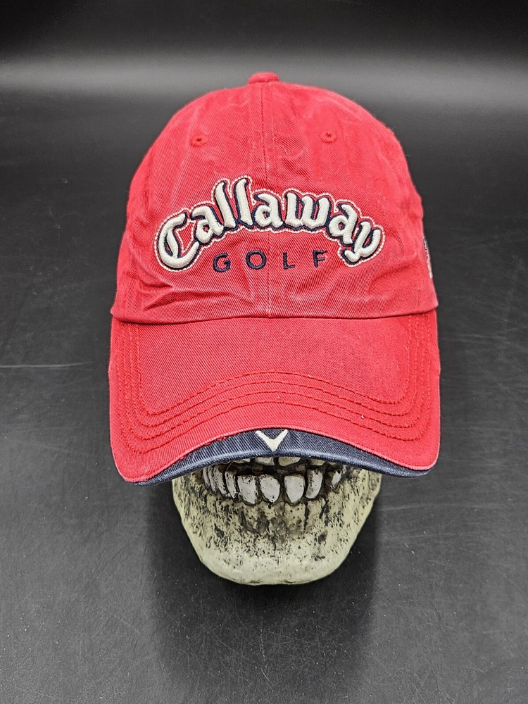 Callaway Golf Red Adjustable Baseball Hat Cap With US Flag
