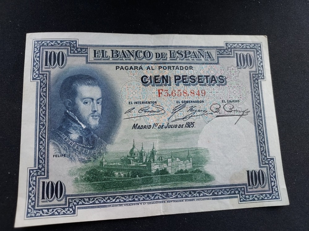 1925 Spain 100 Pesetas P-69 note VF condition