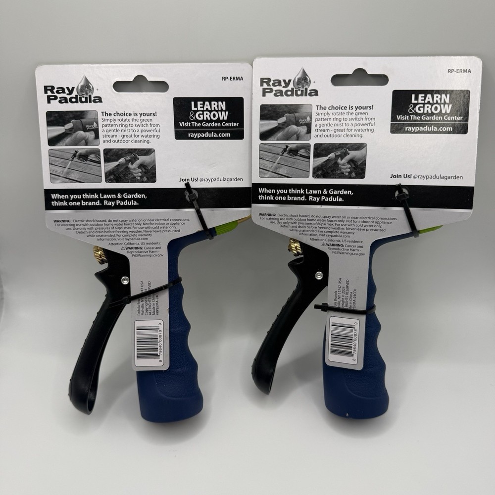 Ray Padula Rear Trigger Metal Adjustable Hose Nozzle 2 Pack Comf-Grip