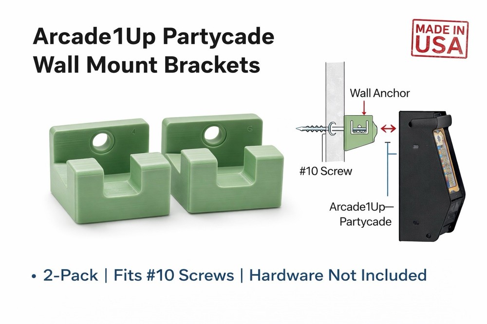 Arcade1Up Partycade Wall Mount Brackets 2 Pack – Quality 3D Printed USA