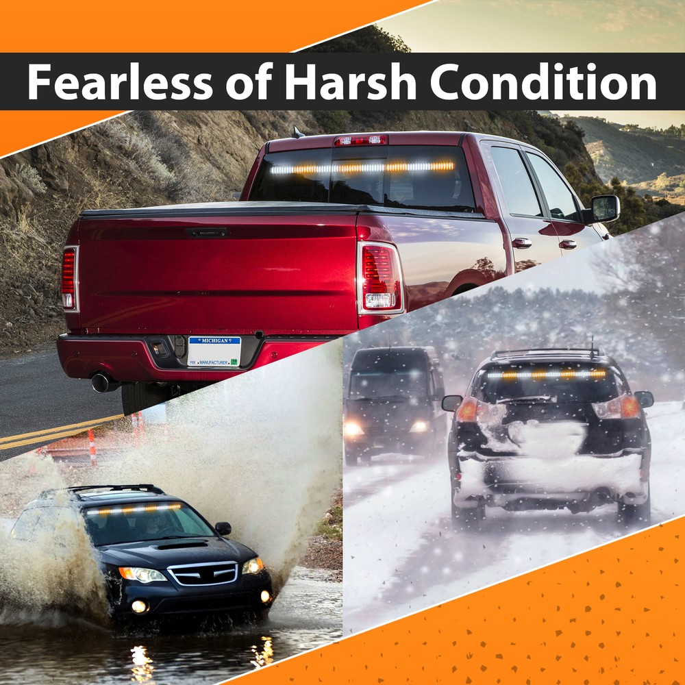 144 LEDs 35" Emergency Warning Windshield Strobe Amber Light Bar Traffic Advisor