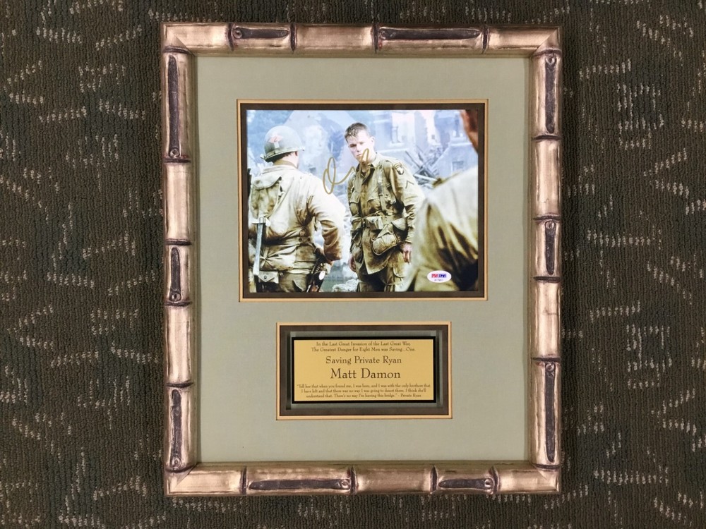 Matt Damon Signed Saving Private Ryan Photo Custom Framed Display PSA/DNA COA