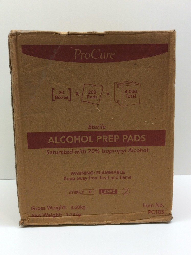 Procure Alcohol Prep Pads Medium 200 Pack Case of 20 Packages