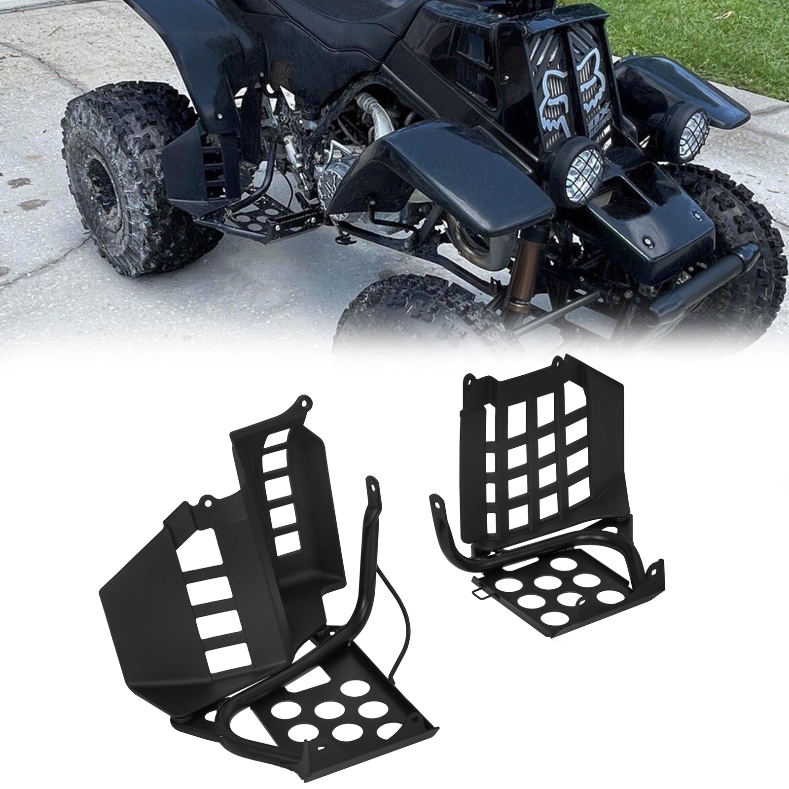Black Heel Guards Footrest Fit Yamaha 87-06 Banshee 350 Left + Right Nerf Bars