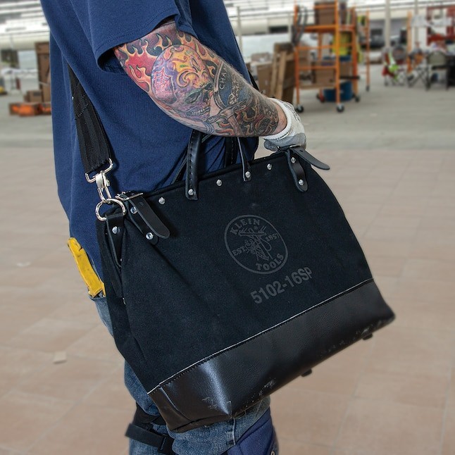 Klein Tools Deluxe Tool Bag, Black Canvas, 13 Pockets,
