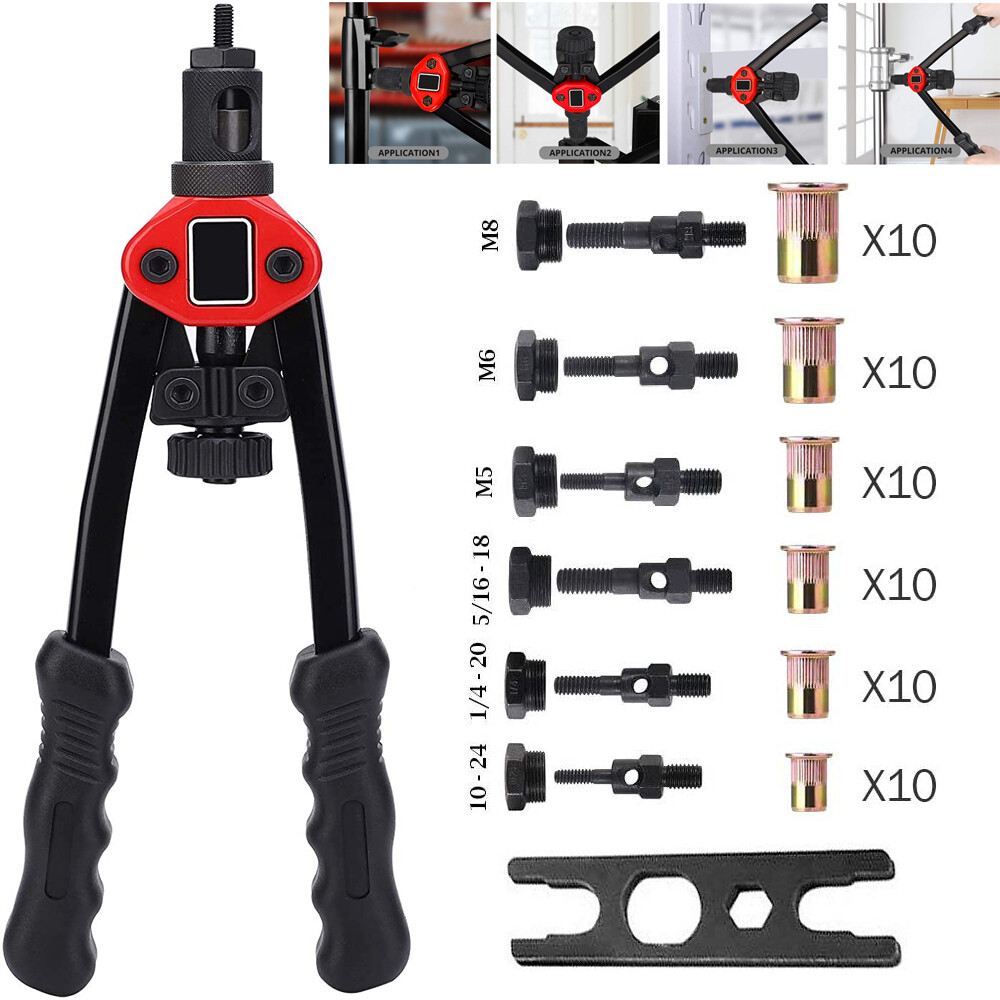 Rivet Gun Kit Rivnut Thread Setting Tool Nut Setter NutSert Metric SAE Riveting