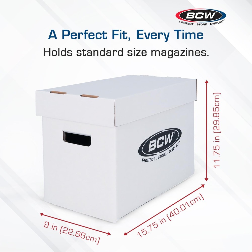Magazine/Document Storage Box 1-Pack | Durable Cardboard Filing Box