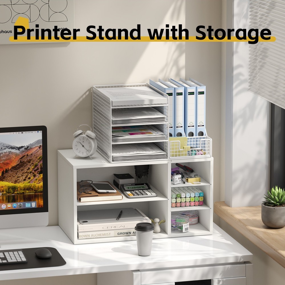 Printer Stand with Storage for Desk Large Desktop Printer Stand Desk Organizer.