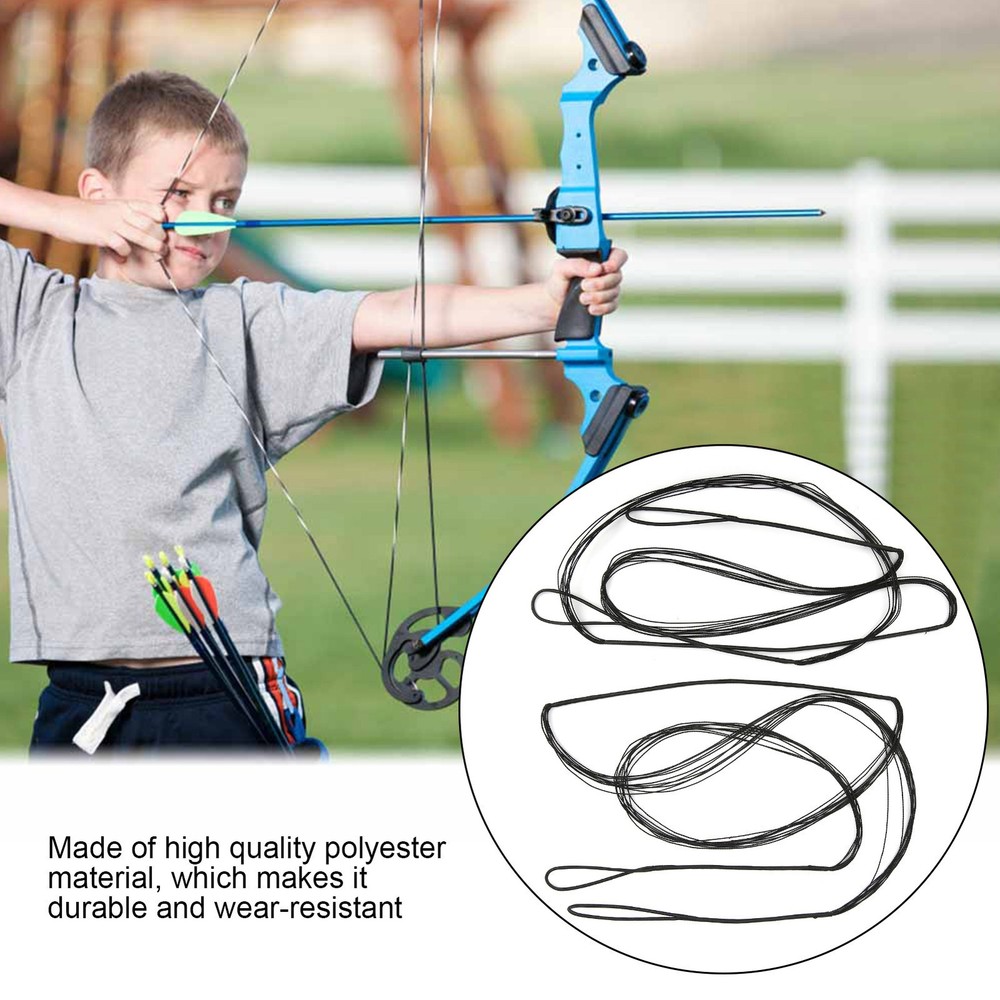 2 Pack 53" Recurve Bow String 12 Strands Archery Bowstrings Replacement Black US