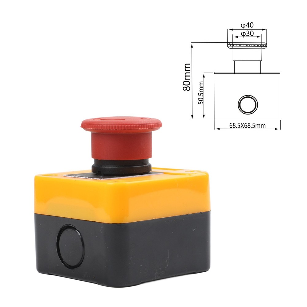 Waterproof 10A Latching E Stop Push Button Switch with 22mm Mount Hole