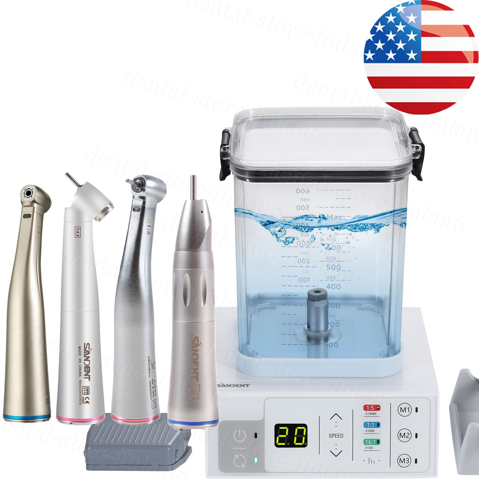 NSK Style Dental Brushless LED Electric Micro Motor 1:1 1:5 1:4.2 Handpiece USA