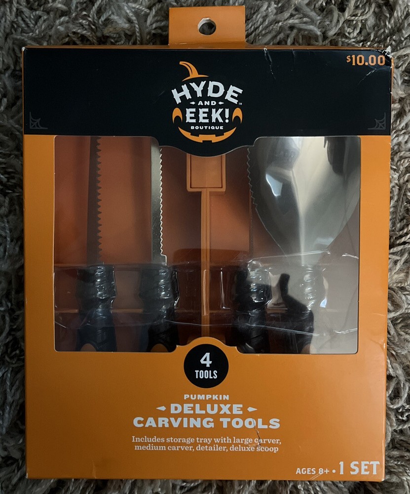 Deluxe 4 Tool Pumpkin Carving Kit & Pumpkin Deco Kit - Hyde And Eek!