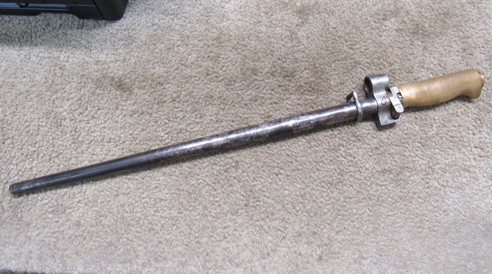 French M1886 Lebel Bayonet & Scabbard Shortened For WW1 Brass Grips