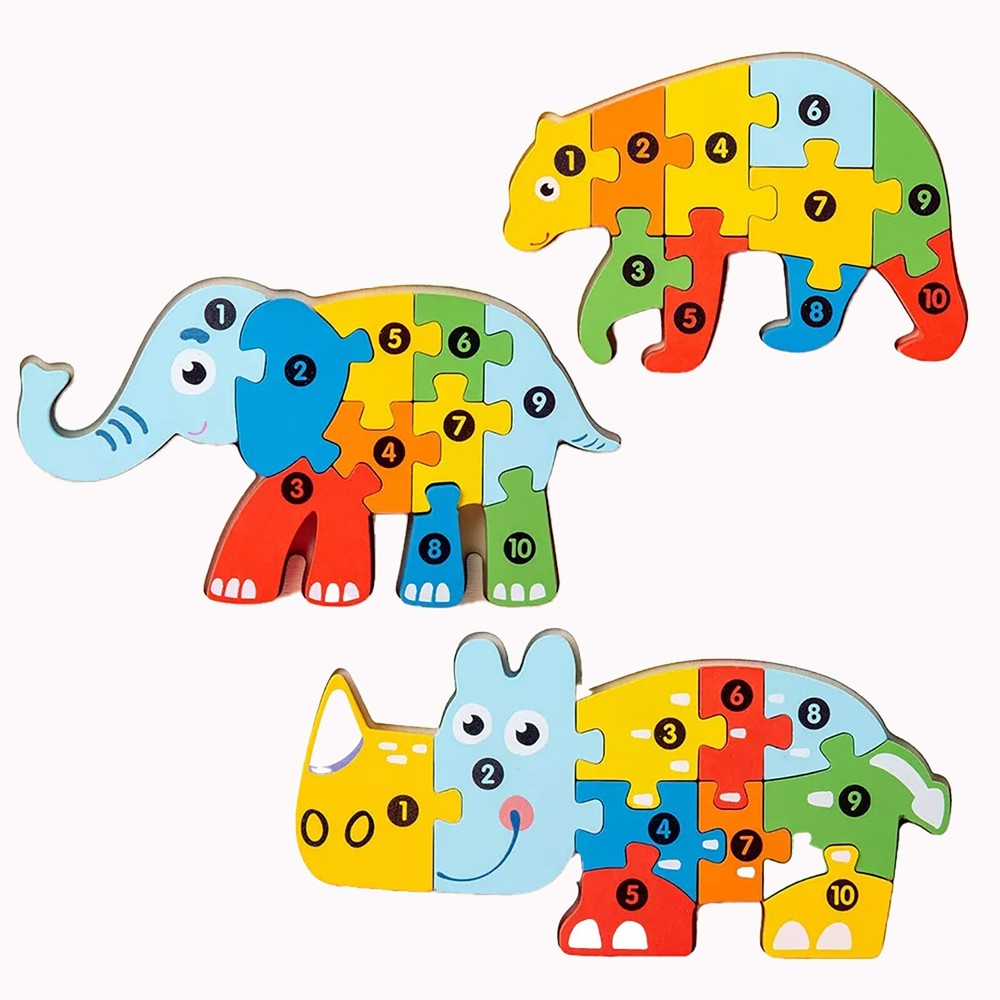 Wood Jigsaw Puzzles, Learn to Count (3 Pack)