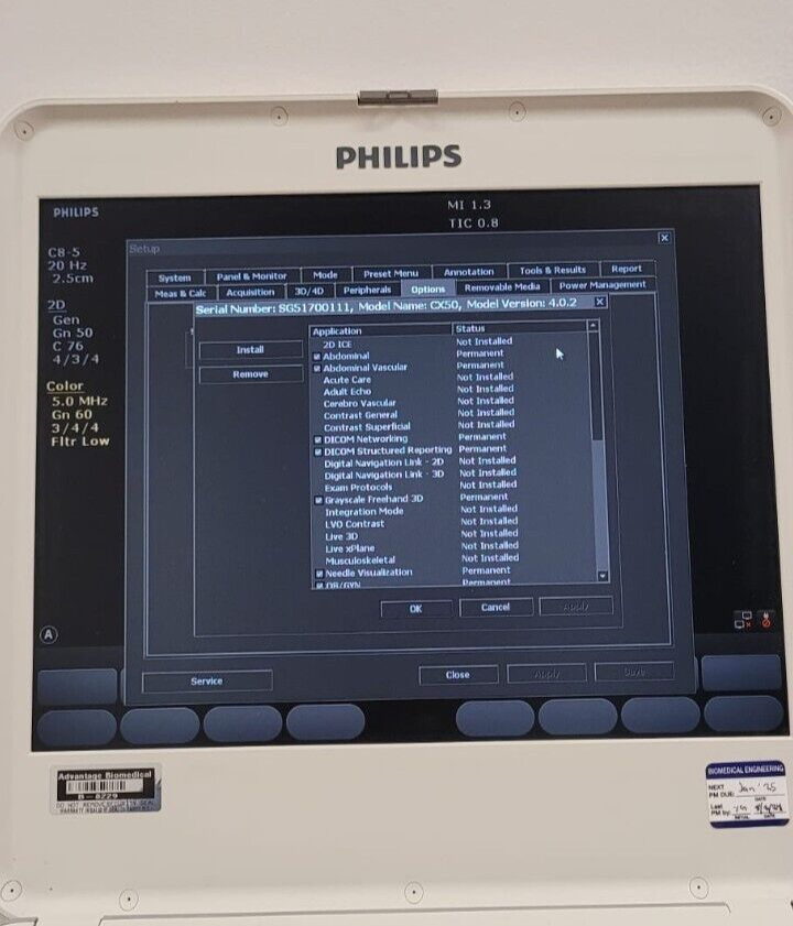 PHILIPS CX50 Portable Ultrasound Machine with C8-5 Probe, Version X.0