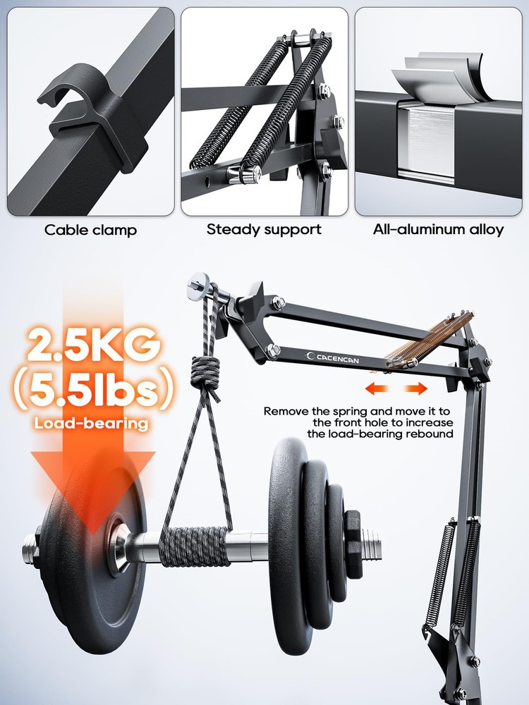 Overhead Camera Mount, Desk Mount with Articulating Arm, 5lb Black