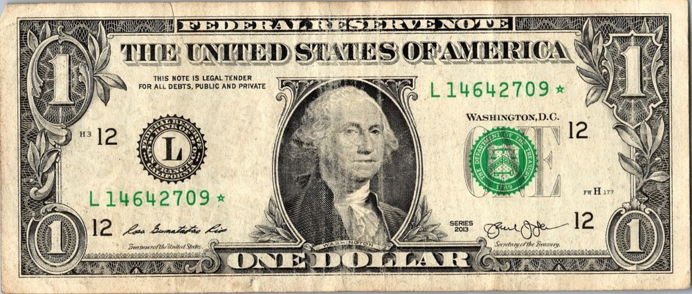 2013 L Star note Fancy Serial Number Regular Run