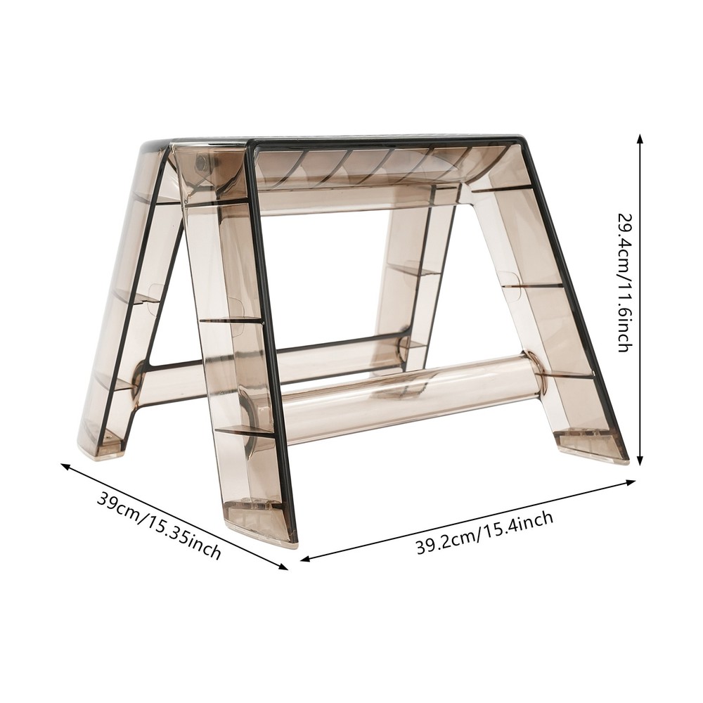 2 Step Protable Step Ladder Step Stool Clear Brown Stool For Indoor Outdoor