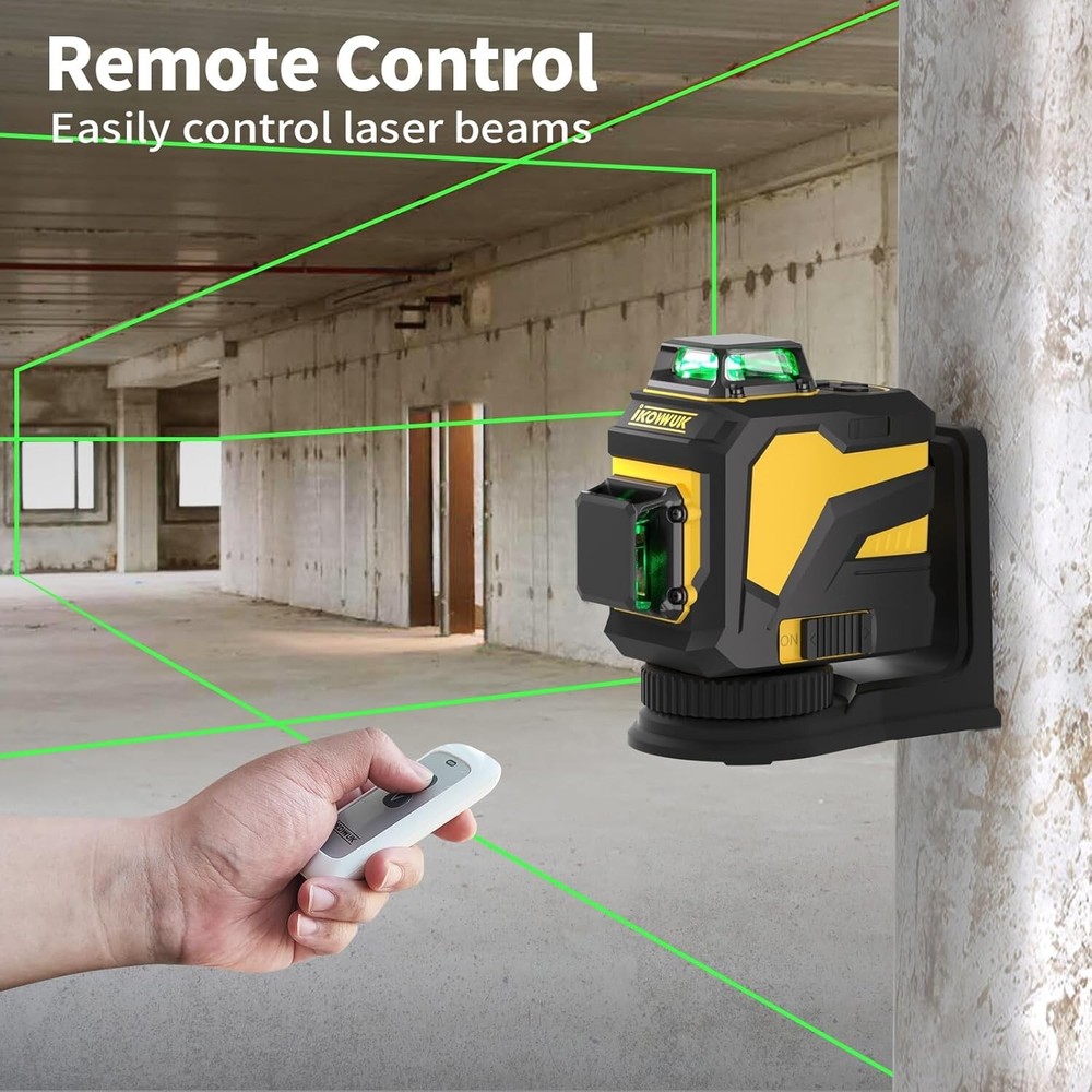 3x360° Laser Level with Remote Control - Precise Picture Hanging & Construction
