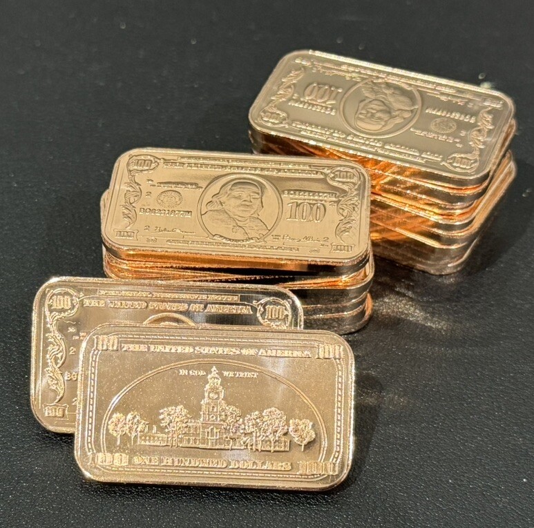 TUBE OF 20 X 1 OZ .999 FINE COPPER BARS BULLION 20 RANDOM PICK