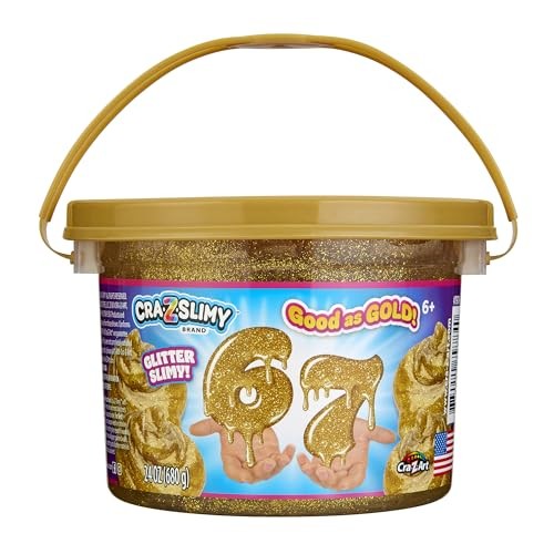 CRA-Z-Art 67 Slime Bucket, 24 oz Gold Glitter Premium 6 x 6 x 4 inches,