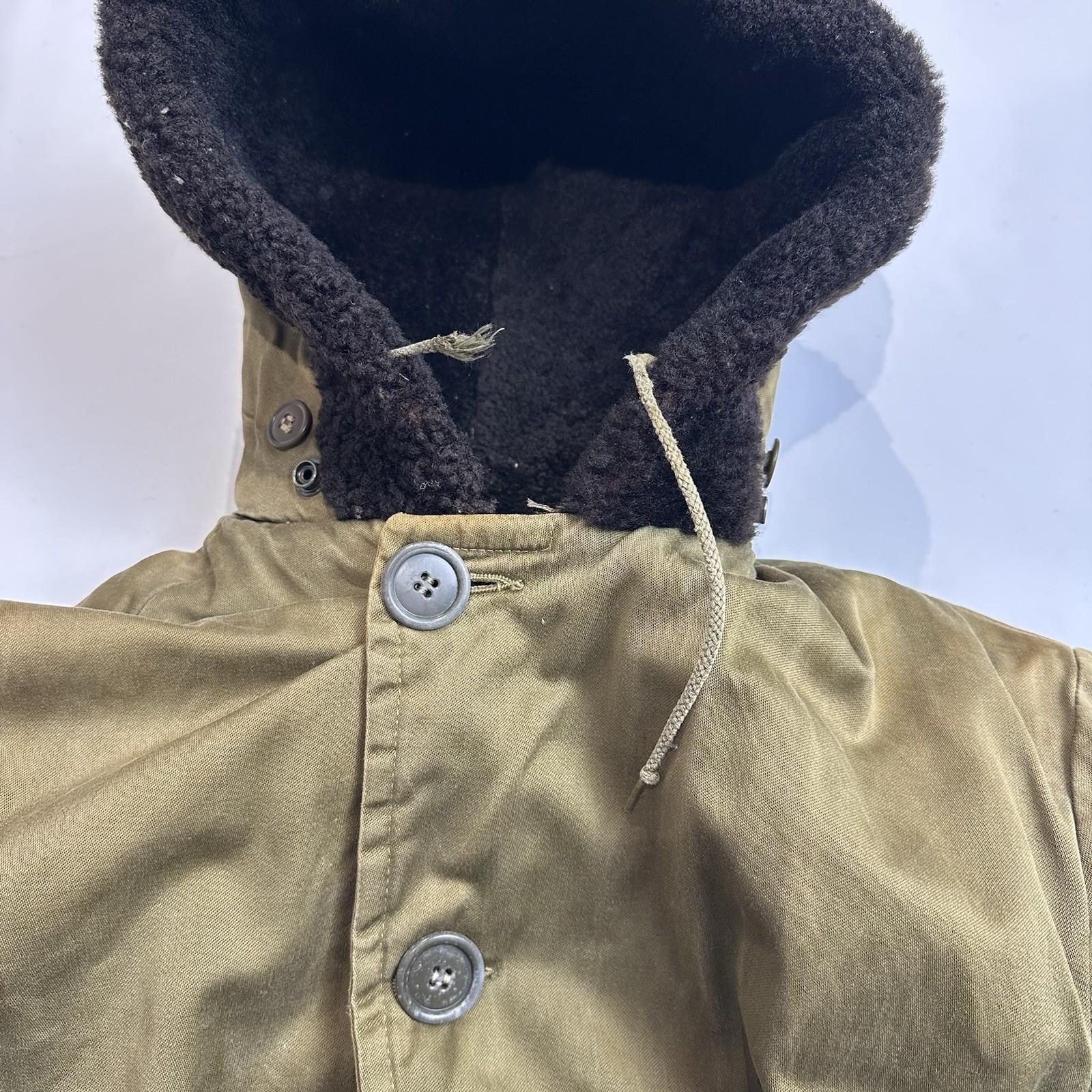 VTG WWII US Military B-9 Parka Cold Weather Jacket L Altered Distressed